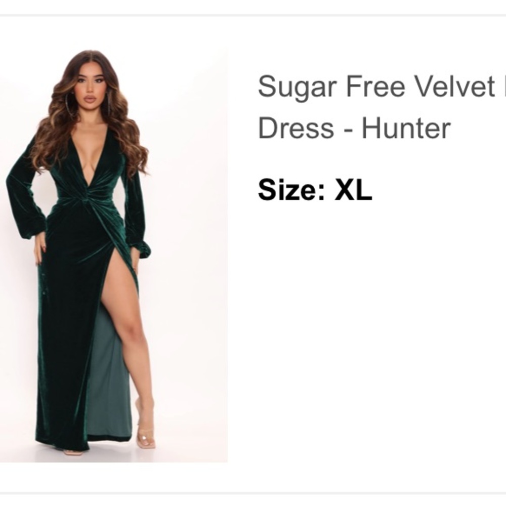 Green Velvet Dress w/ Slit